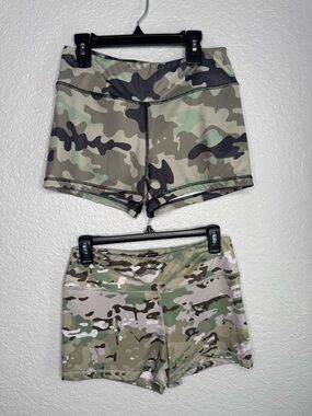 Women’s Camouflage Bike Shorts The Barbell Cartel — Green Camo